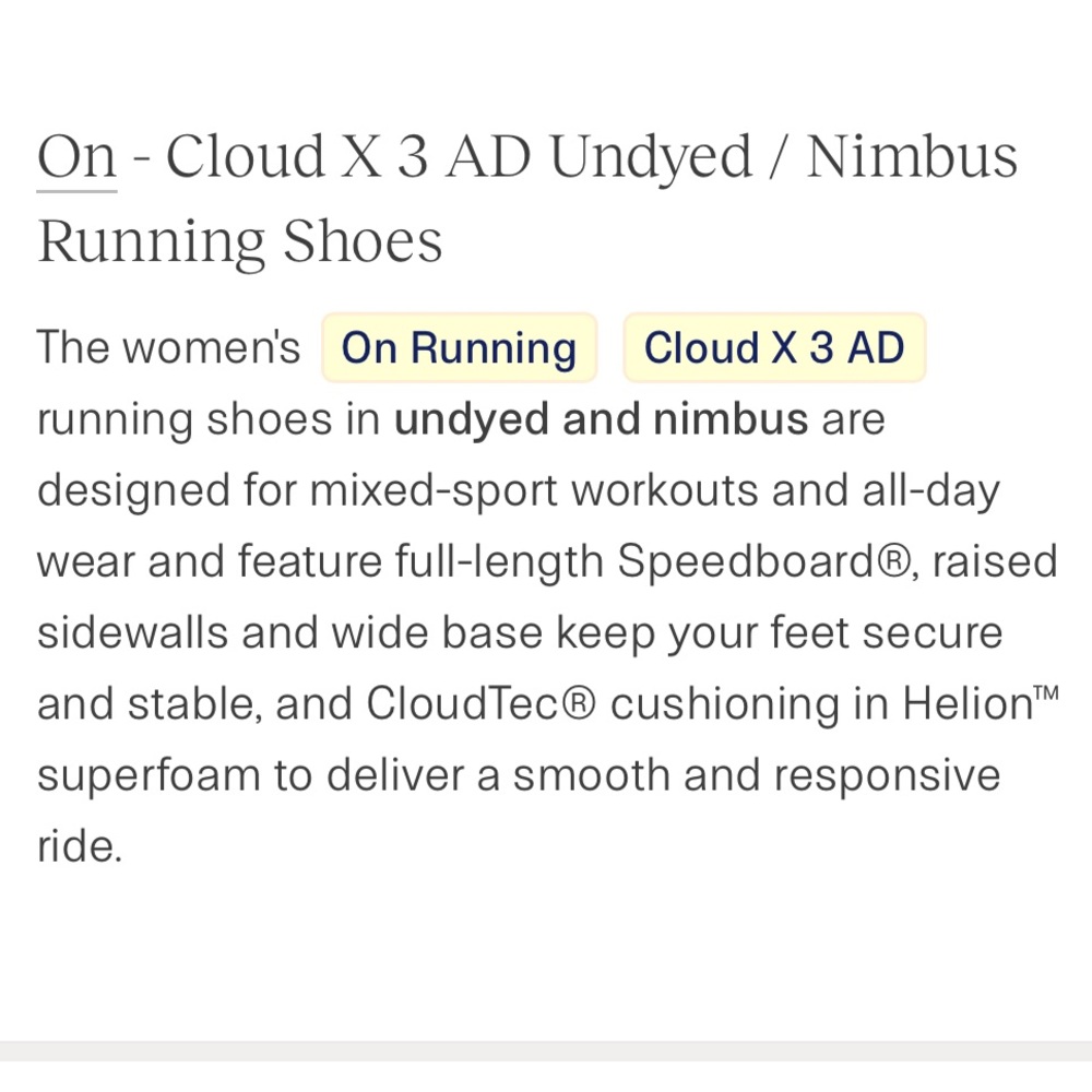 On Cloud X 3AD Womens Sz 9 3WD30301375 Undyed/Nimbus Superb Clean No Box - Picture 16 of 16